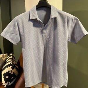 BYLT Basics Light Blue Polka Dot Polo
